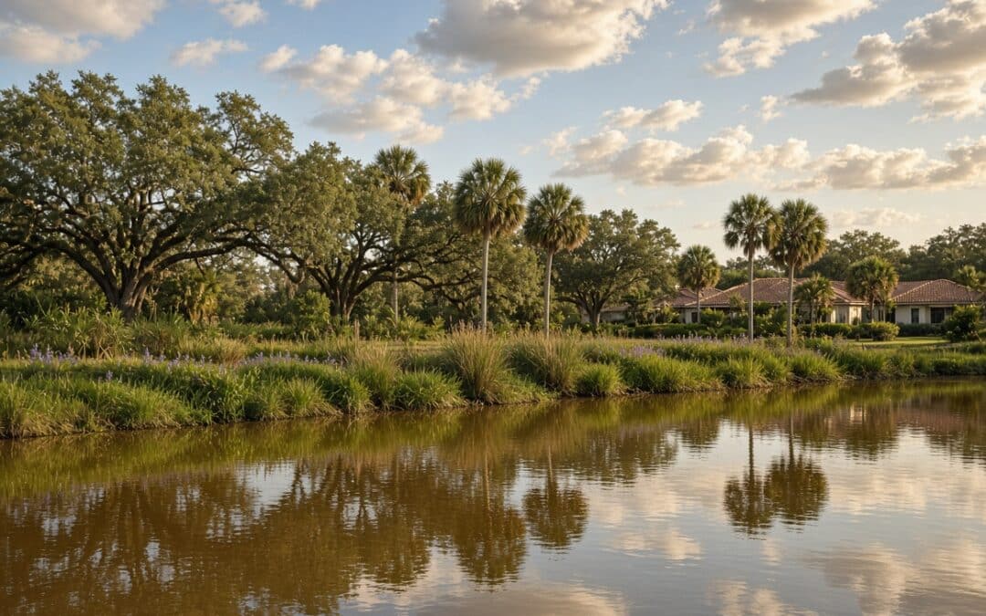 Maintained stormwater retention pond in a Southwest Florida community before wet season
