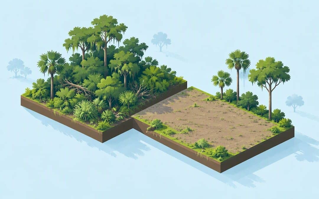 Abstract land clearing and soil protection illustration