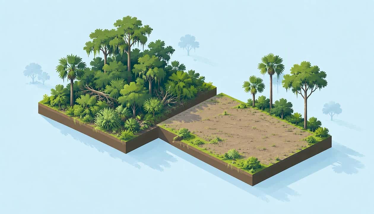 Abstract land clearing and soil protection illustration