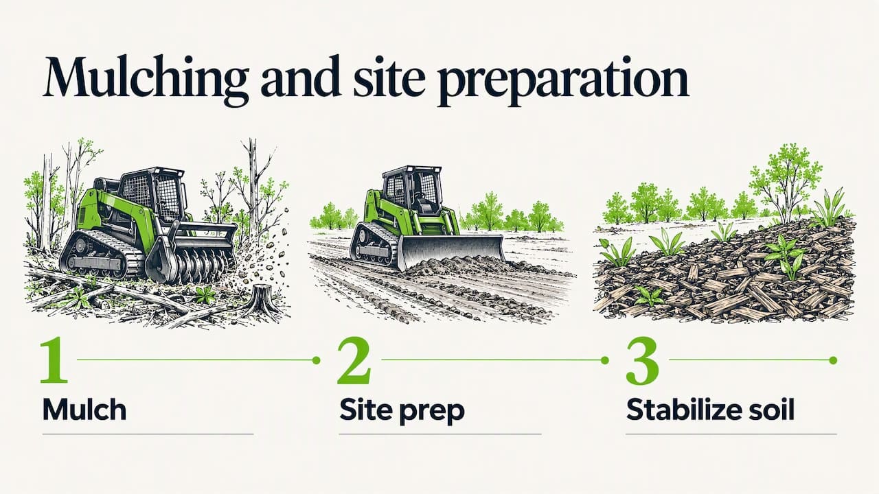 Sequence from mulching to soil stabilization